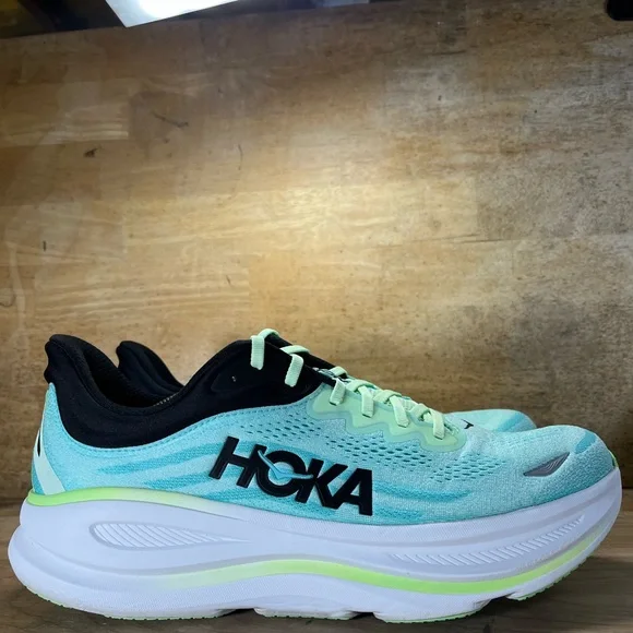 Hoka One One Bondi 9 REFLECTIVE Mens Size 14 Running Shoes Luna Moth Blue Spark - Picture 1 of 12
